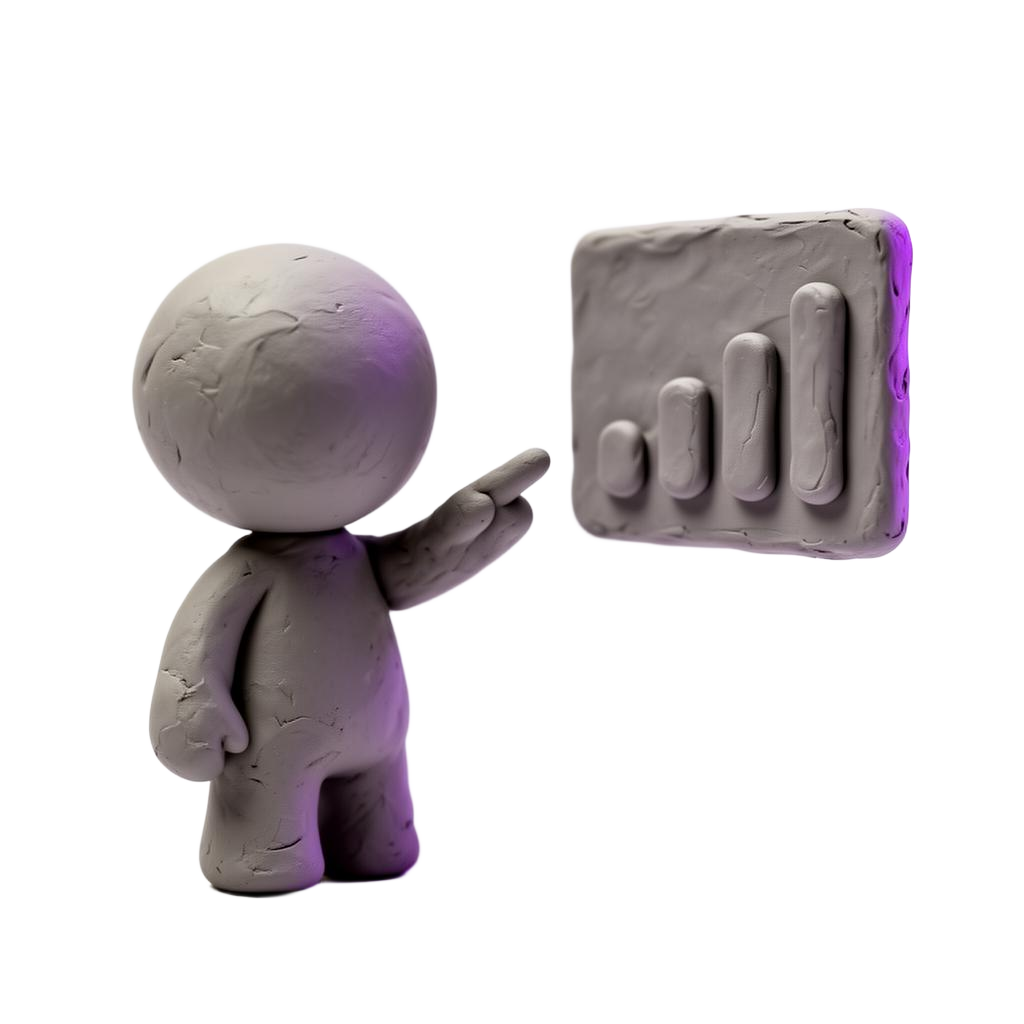 Character presenting growth chart